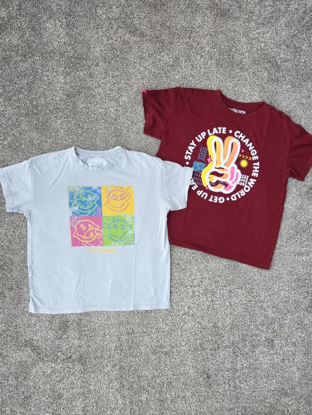 Dutch Bros Coffee Graphic Tee Shirt Bundle Red Gray Women's Size L Large